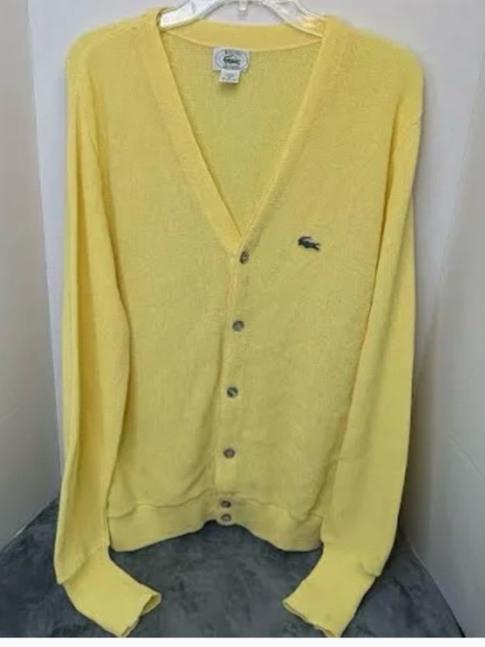 Lacoste Pale Yellow V-Neck Button Cardigan - Men's